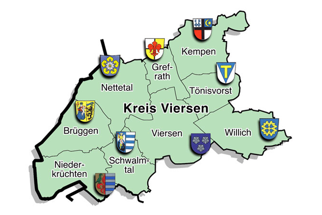 Karte der DRK-Ortsvereine im Kreis Viersen